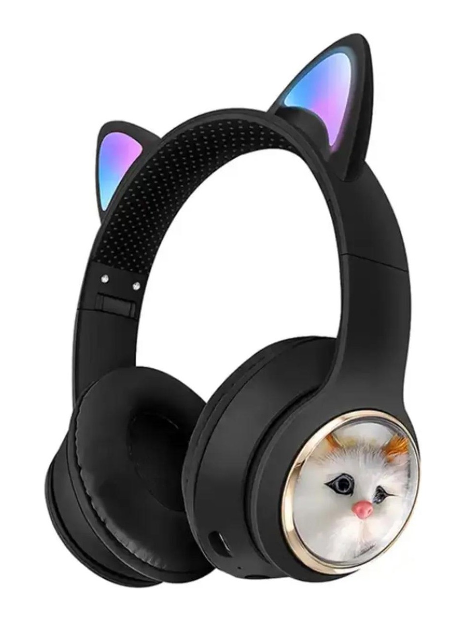 Subzero Kedi Tüylü Işıklı Kedili Mikrofonlu Bluetoothlu Kulaklık Sd Aux Girişli Kedi Kulaklık Kablosuz Siyah